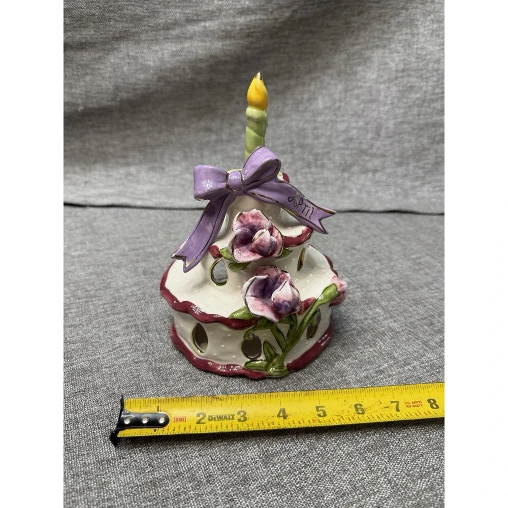 Blue Sky April Ceramic Birthday Cake Tea Light Home Decor